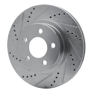 Ford Explorer Sport Brake Rotor (1) - Front Left - R1 Concepts - Drilled & Slotted - Silver - `01-`11